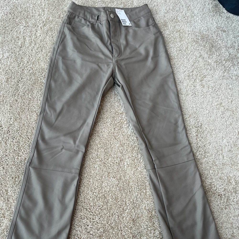 Express Beige Leather Pants